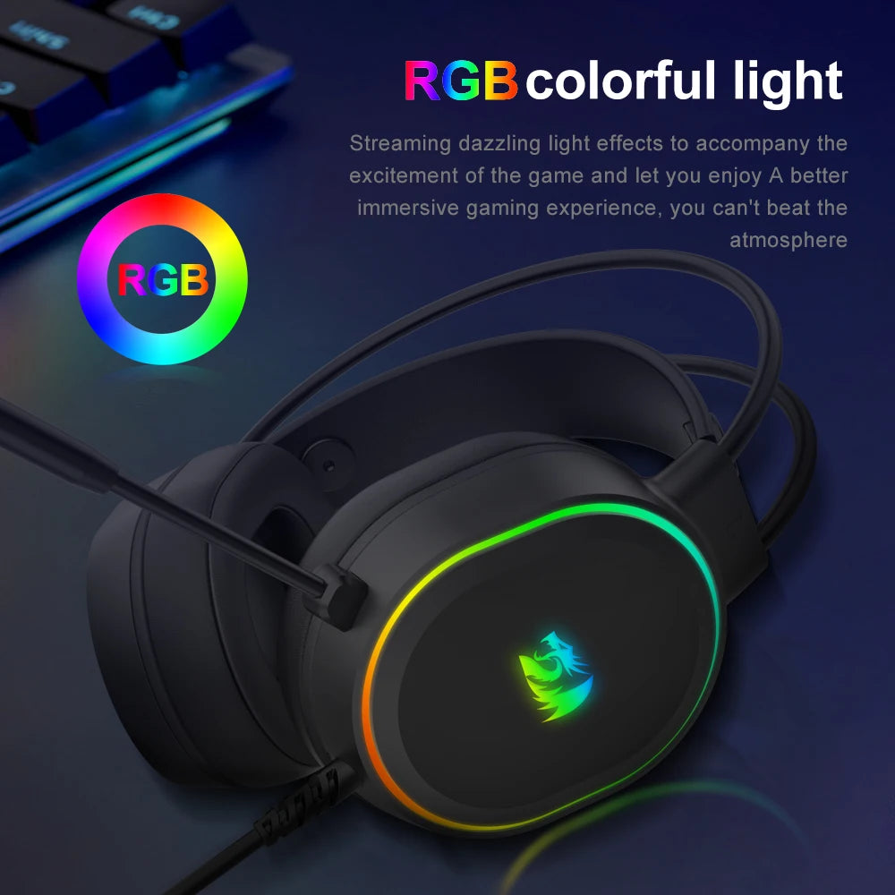 G588 RGB Gaming Headphone,7.1 USB Surround Sound Computer Headset Earphones with Microphone for Computer PC Laptop