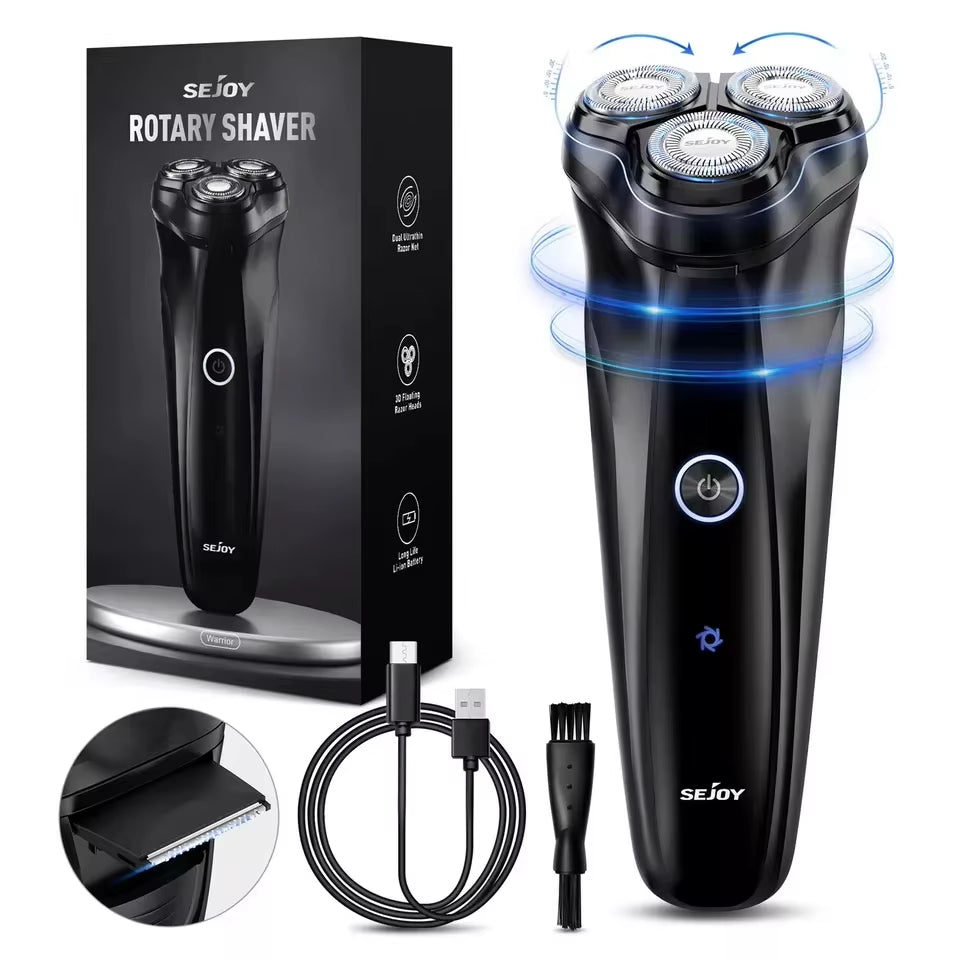 Electric Razor for Men 3D Rotary Shaver Pop-Up Beard Trimmer Rechargeable