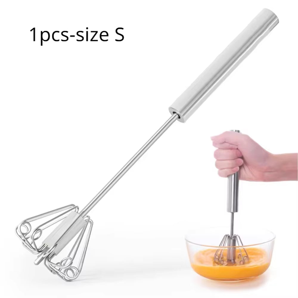 Semi Automatic Mixer Whisk Egg Beater Stainless Steel Manual Hand Mixer Self-Turning Cream Utensils Kitchen Mixer Egg Tools