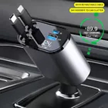 Retractable Car Charger,4 in 1 Car Phone Fast Charger 2 USB Ports for Iphone UK