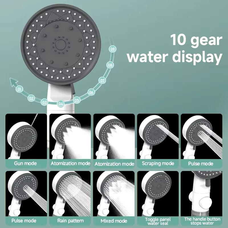 High Quality 8 Mode Shower Head Water Filter Adjustable High Pressure Shower Portable One-Key Stop Shower Bathroom Accessories