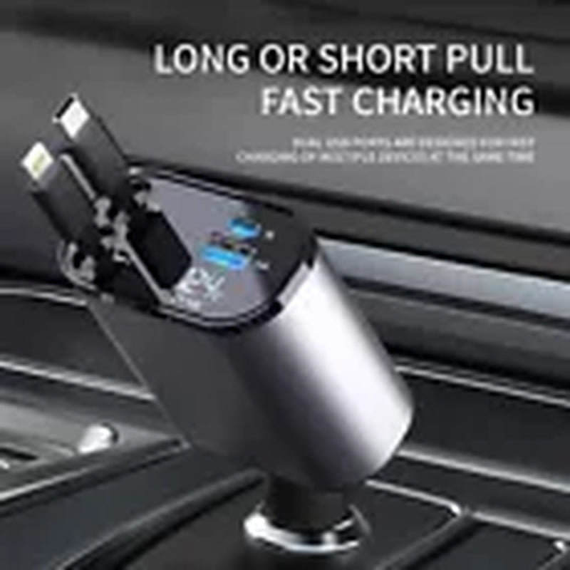 Retractable Car Charger,4 in 1 Car Phone Fast Charger 2 USB Ports for Iphone UK