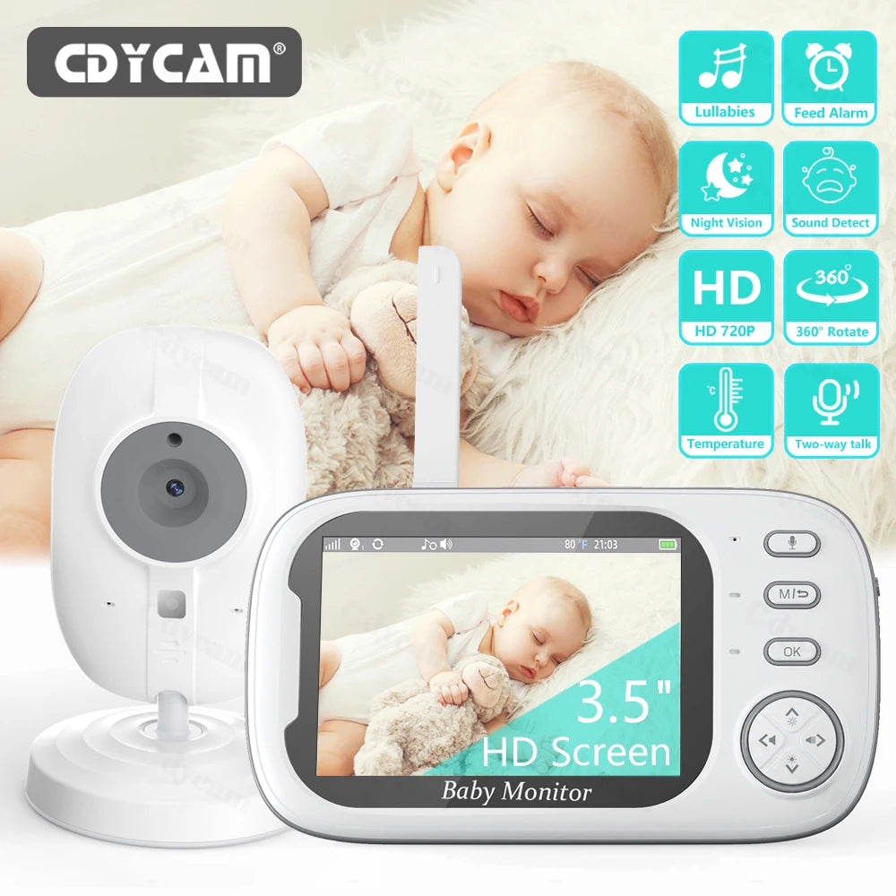 New 3.5 Inch Wireless Video Baby Monitor Night Vision Temperature Monitoring 2 Way Audio Talk Baby Nanny Security Camera