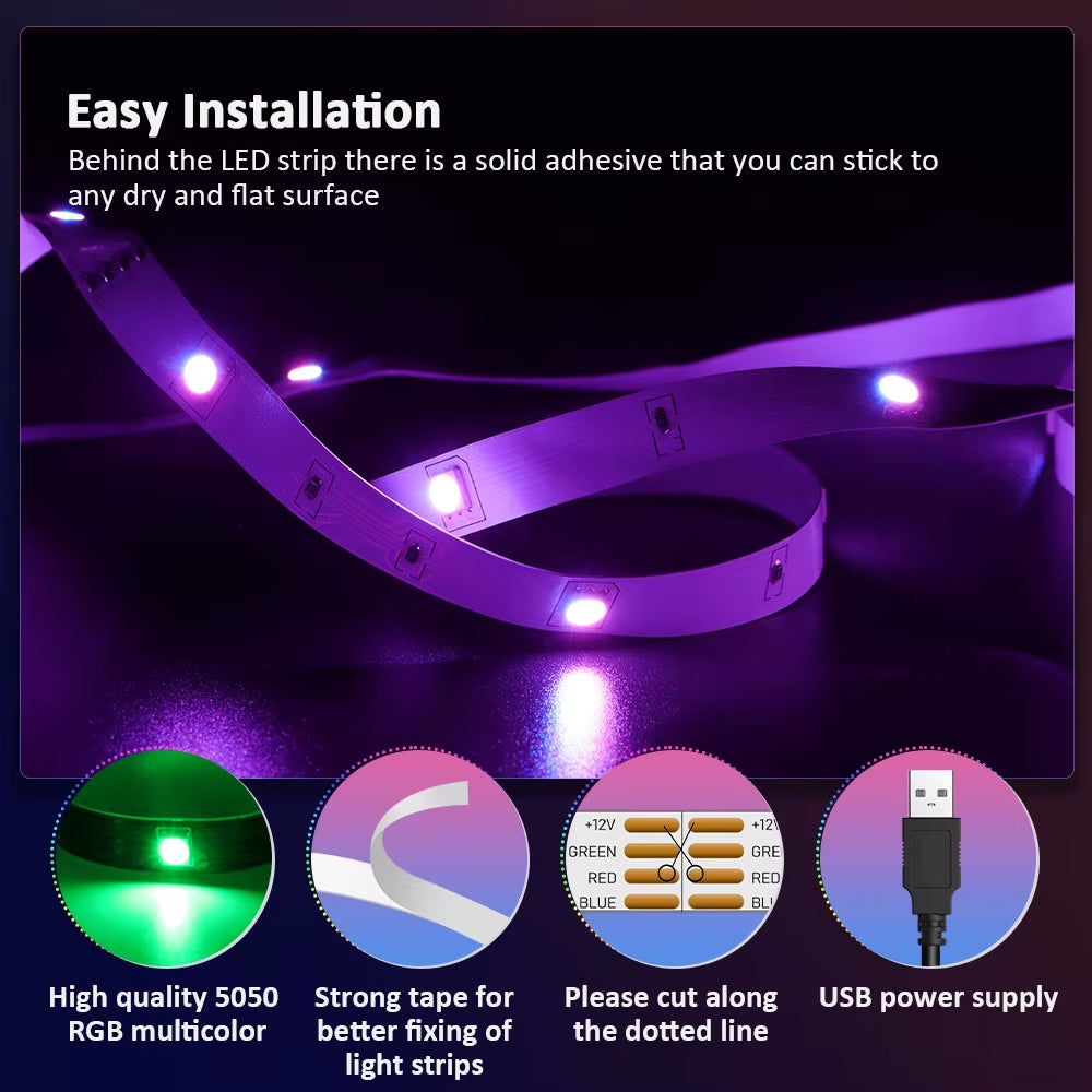 2PCS 1M LED TV Backlight App Control USB LED STRIP LIGHT